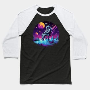 astronaut sitting on a planet Baseball T-Shirt